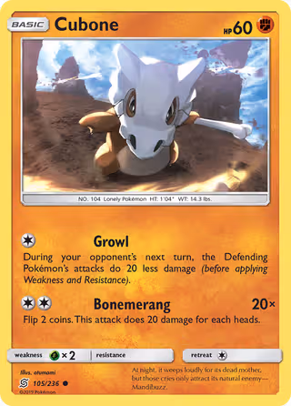 Cubone 105/236 Pokemon card