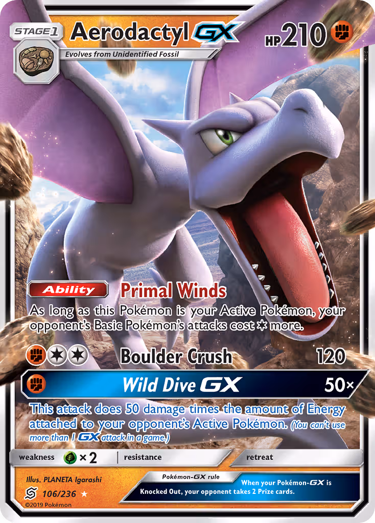 Aerodactyl GX 106/236 Pokemon card