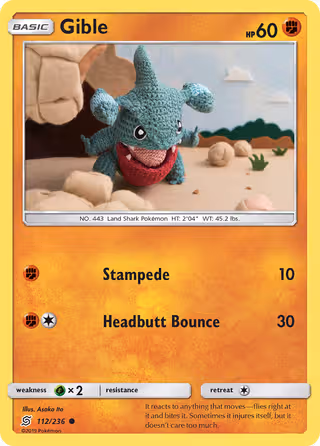 Gible 112/236 Pokemon card