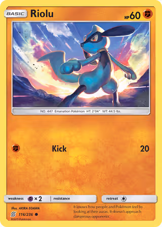 Riolu 116/236 Pokemon card