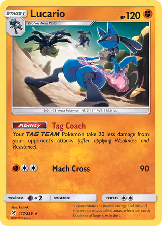 Lucario 117/236 Pokemon card