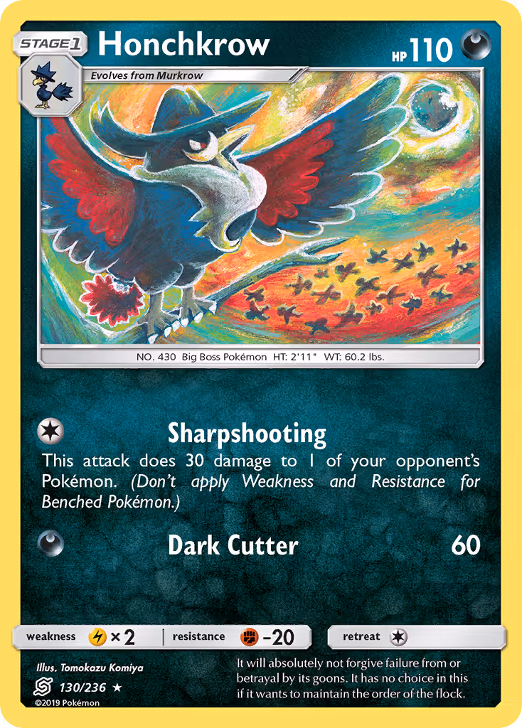 Honchkrow 130/236 Pokemon card