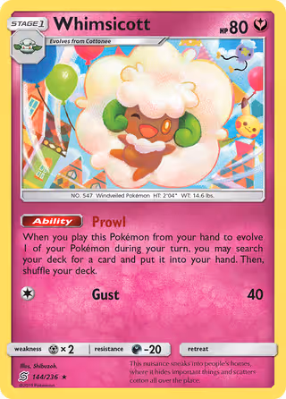 Whimsicott 144/236 Pokemon card