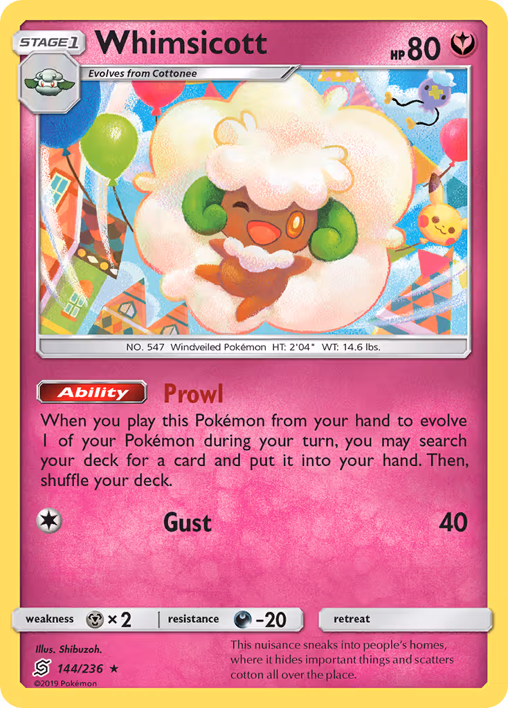 Whimsicott 144/236 Pokemon card