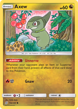 Axew 154/236 Pokemon card