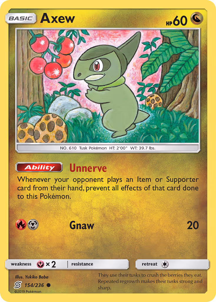 Axew 154/236 Pokemon card