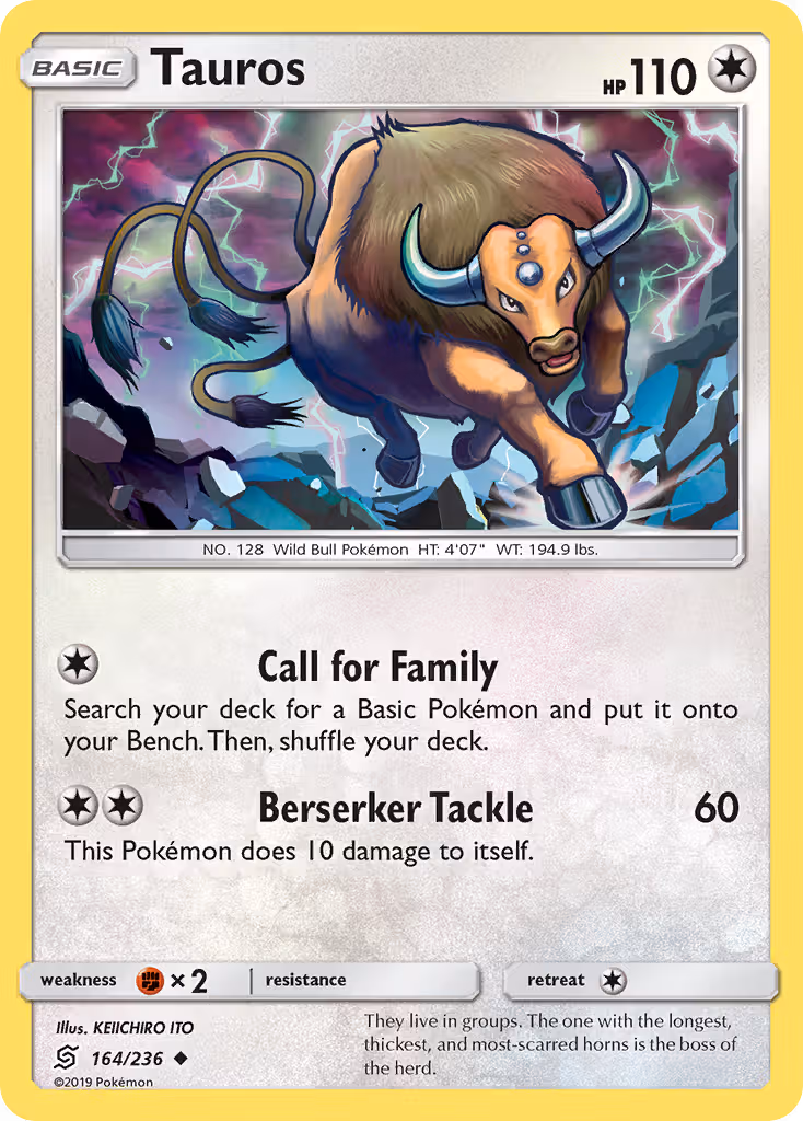 Tauros 164/236 Pokemon card