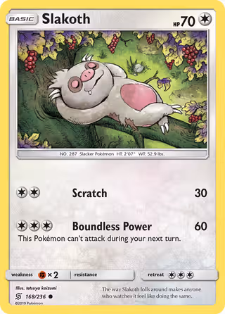 Slakoth 168/236 Pokemon card