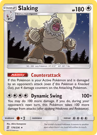 Slaking 170/236 Pokemon card