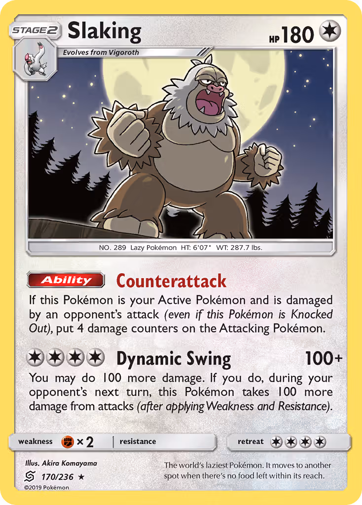 Slaking 170/236 Pokemon card
