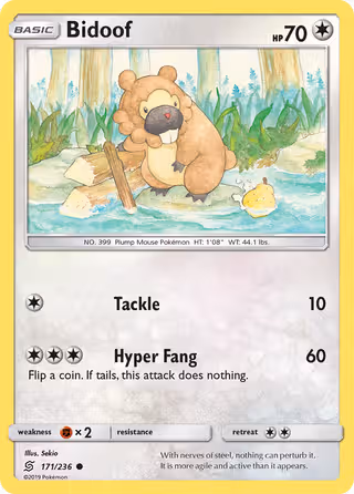 Bidoof 171/236 Pokemon card