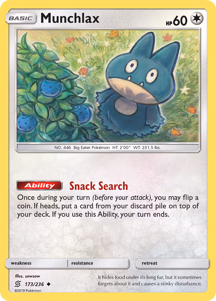 Munchlax 173/236 Pokemon card