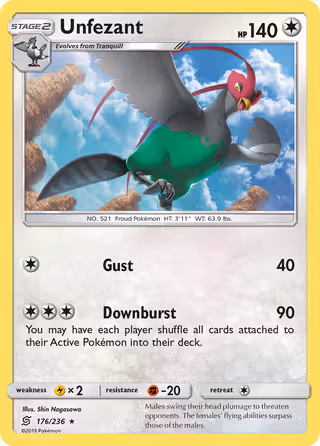 Unfezant 176/236 Pokemon card