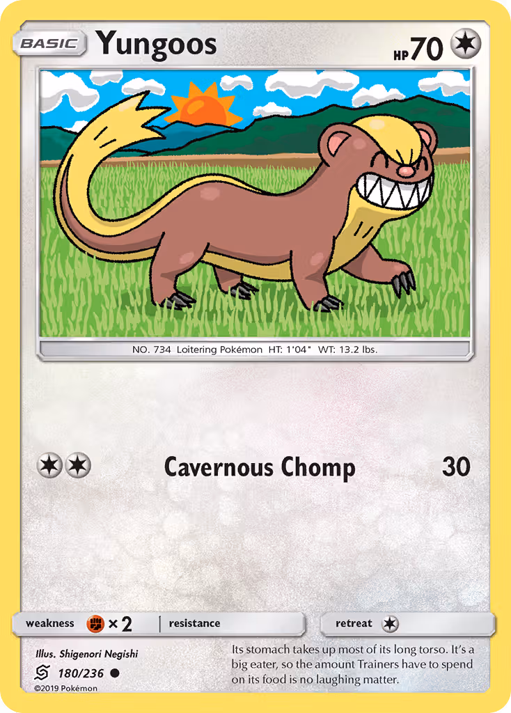 Yungoos 180/236 Pokemon card