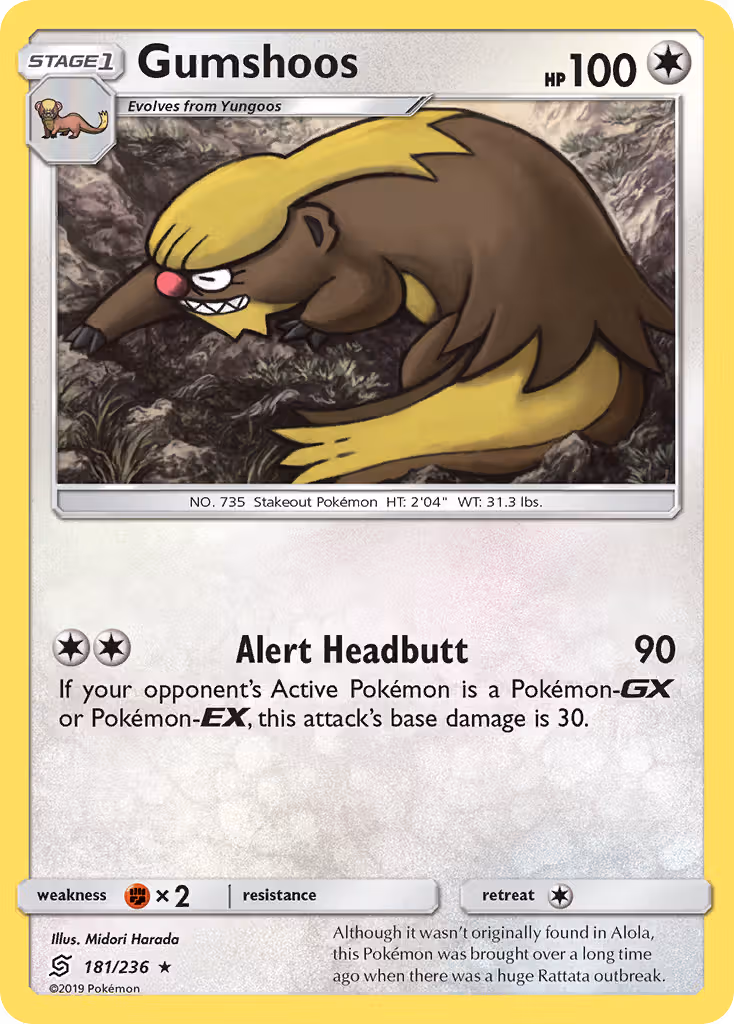 Gumshoos 181/236 Pokemon card
