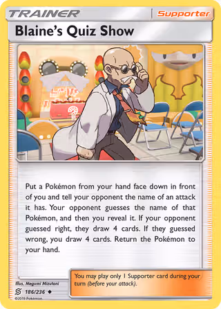 Blaine’s Quiz Show 186/236 Pokemon card