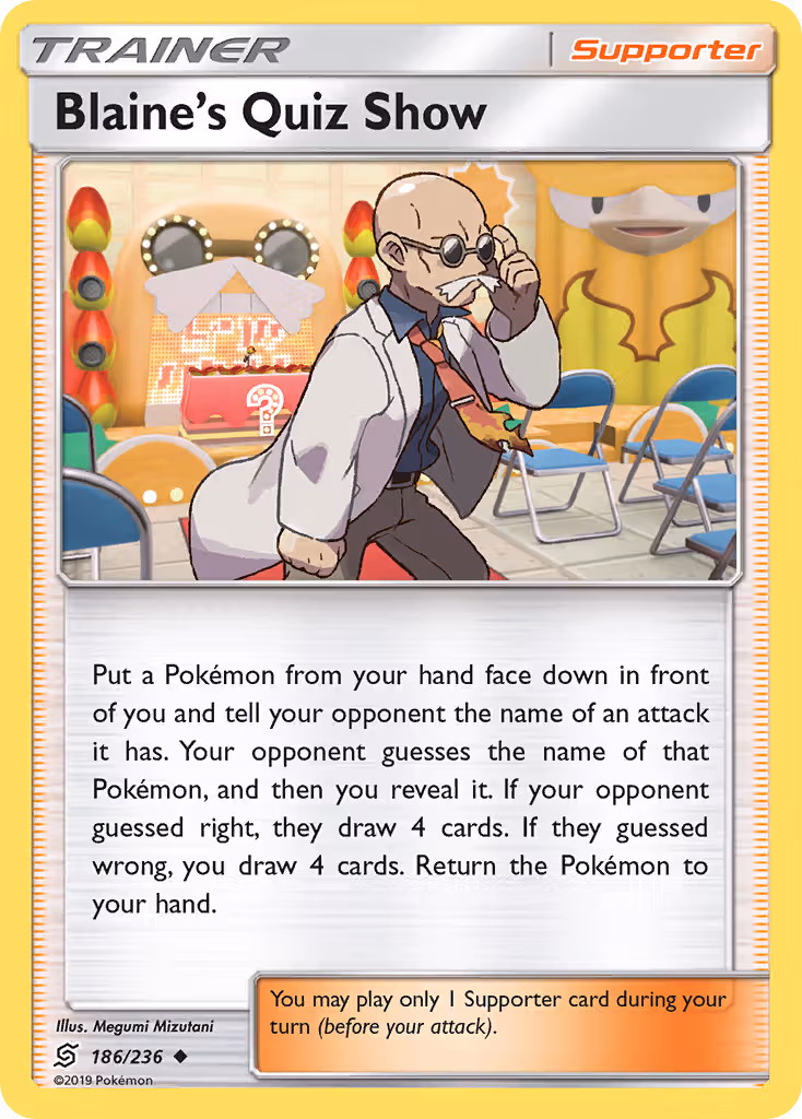 Blaine’s Quiz Show 186/236 Pokemon card