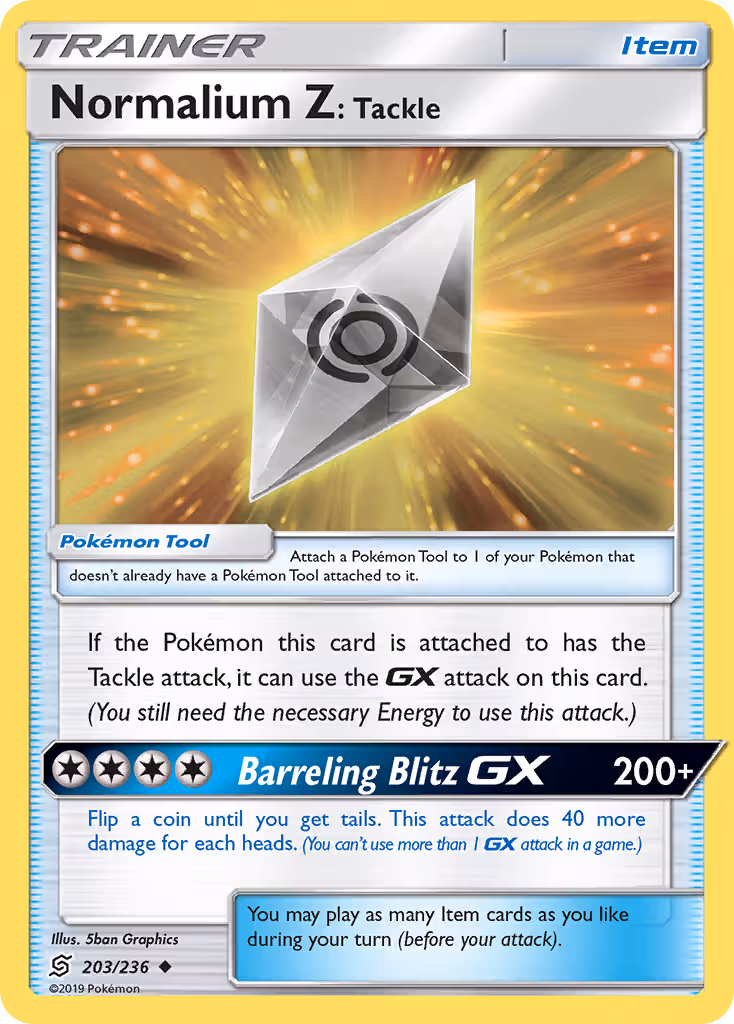 Normalium Z: Tackle 203/236 Pokemon card