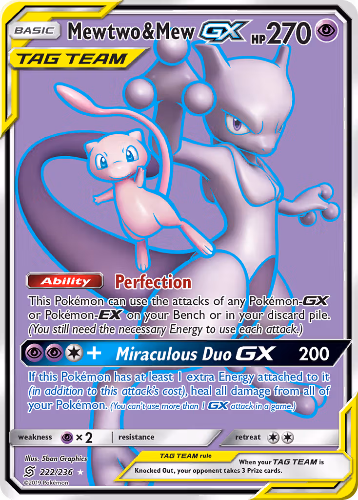 Mewtwo & Mew GX 222/236 Pokemon card