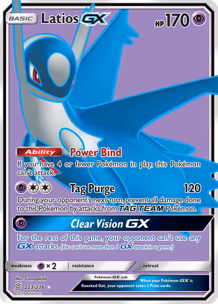 Latios GX 223/236 Pokemon card