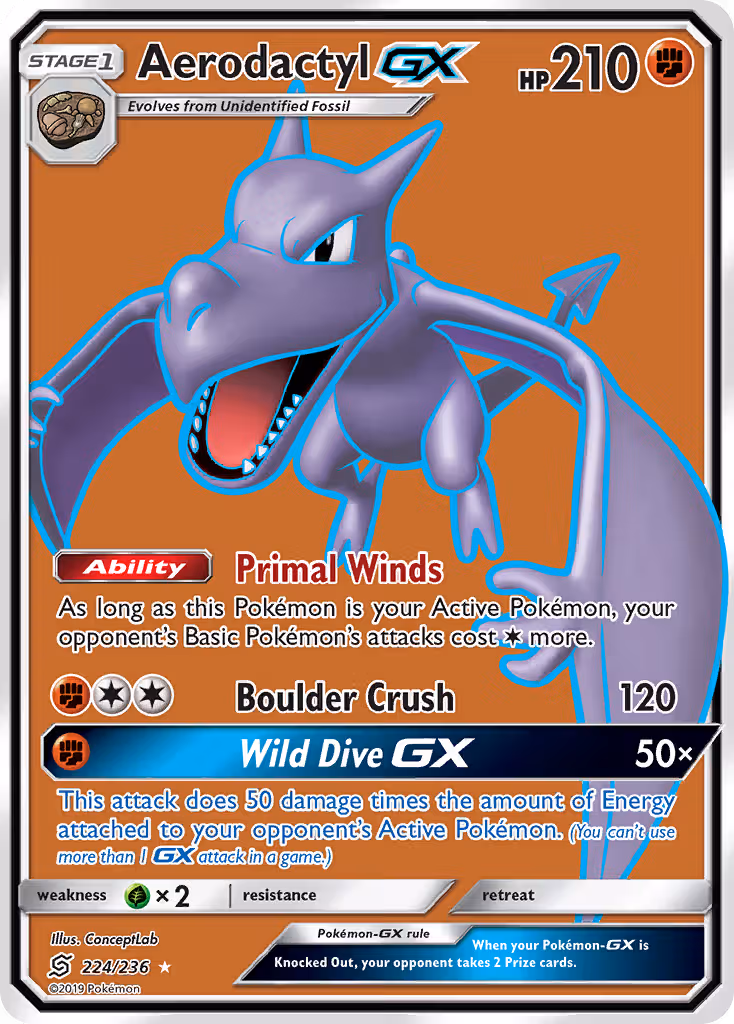 Aerodactyl GX 224/236 Pokemon card