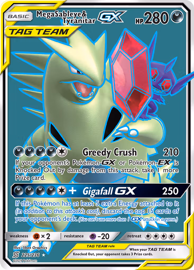 Mega Sableye & Tyranitar GX 225/236 Pokemon card
