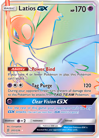 Latios GX 243/236 Pokemon card