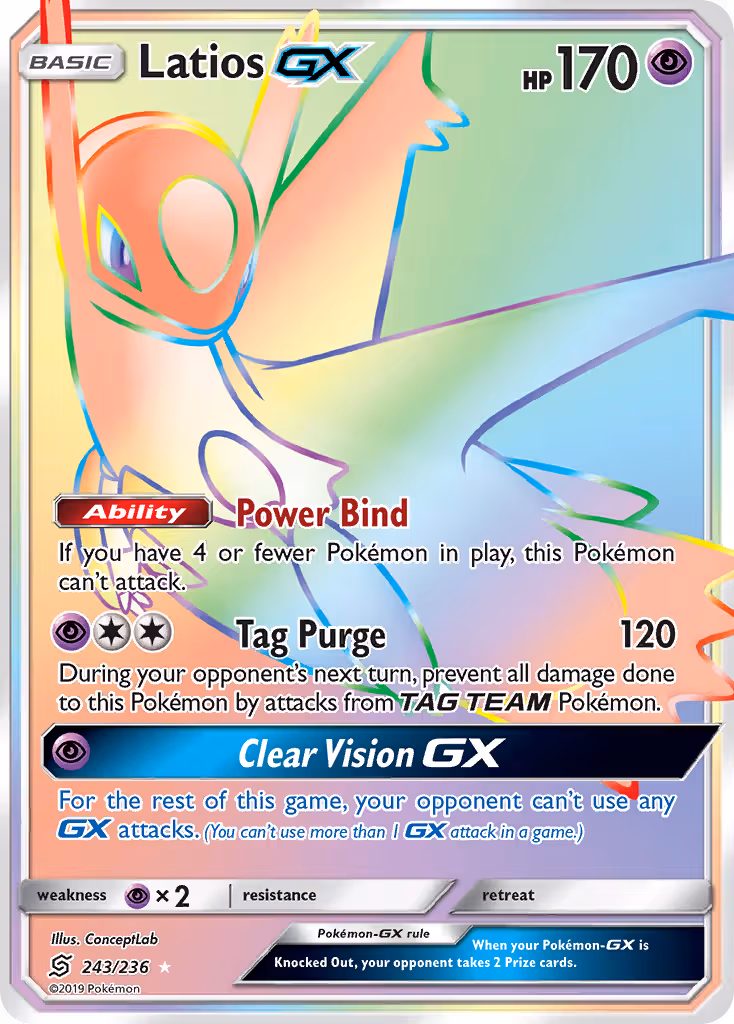 Latios GX 243/236 Pokemon card