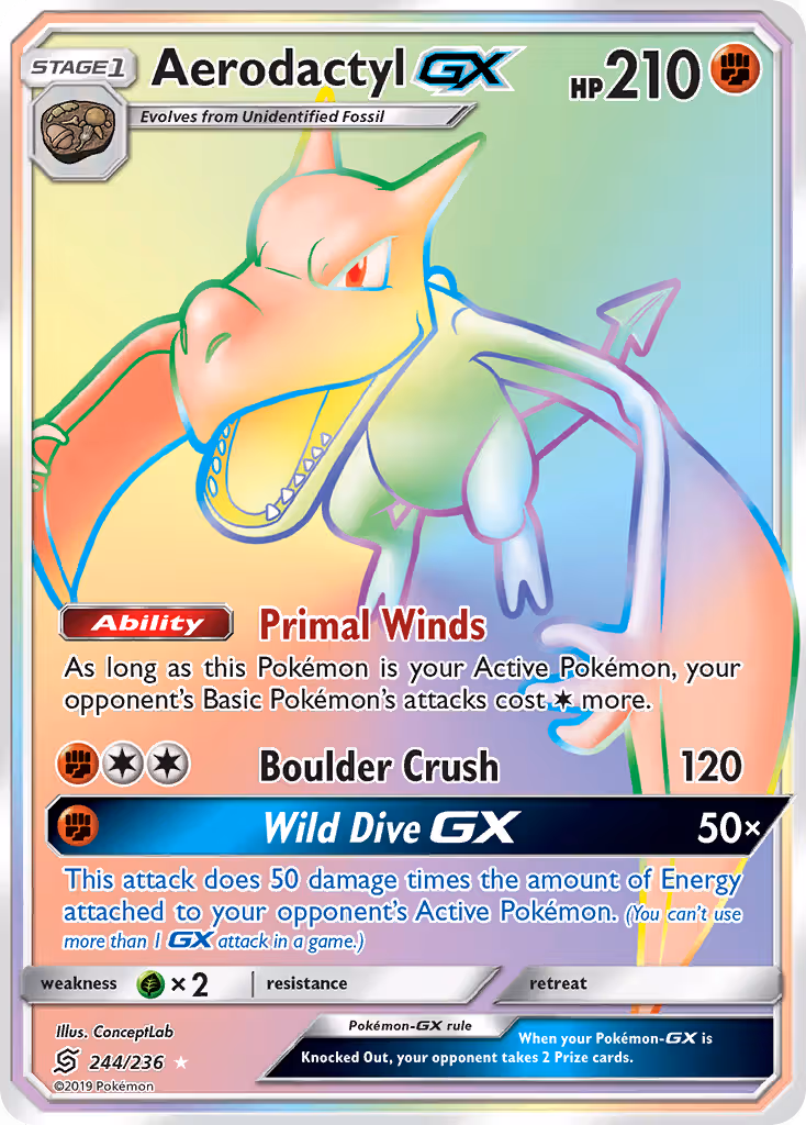 Aerodactyl GX 244/236 Pokemon card