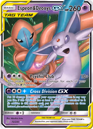 Espeon & Deoxys GX 72/236 Pokemon card