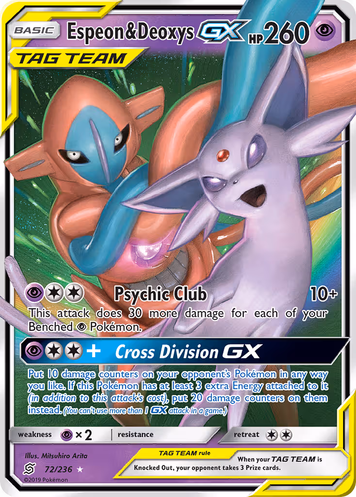 Espeon & Deoxys GX 72/236 Pokemon card