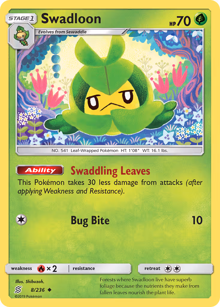 Swadloon 8/236 Pokemon card