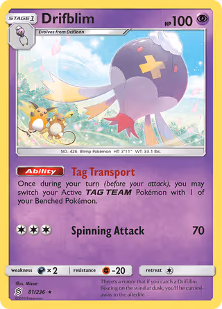 Drifblim 81/236 Pokemon card