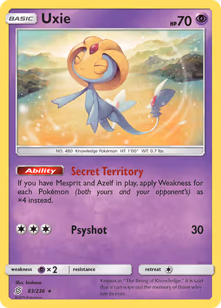 Uxie 83/236 Pokemon card