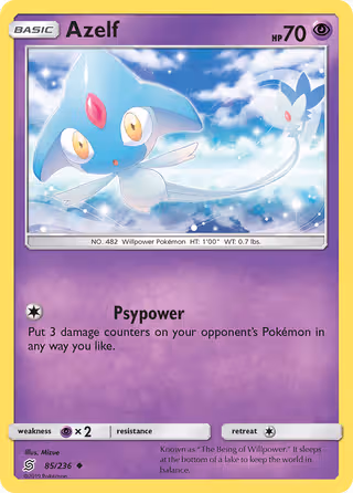 Azelf 85/236 Pokemon card