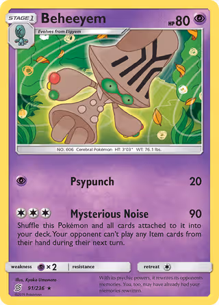 Beheeyem 91/236 Pokemon card