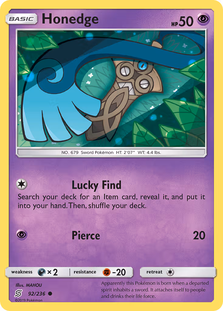 Honedge 92/236 Pokemon card