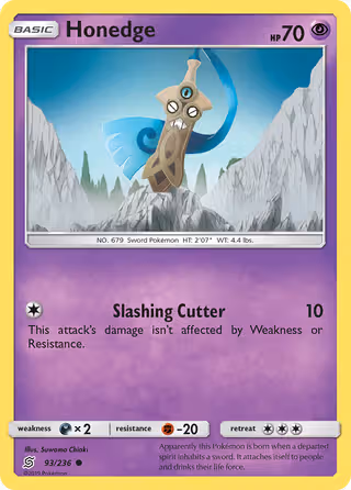 Honedge 93/236 Pokemon card