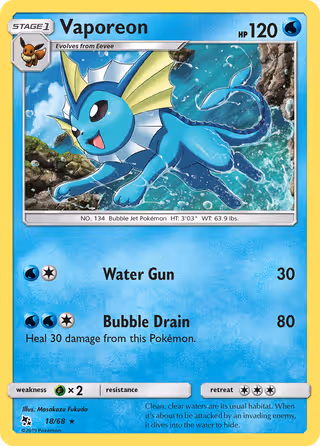 Vaporeon 18/68 Pokemon card