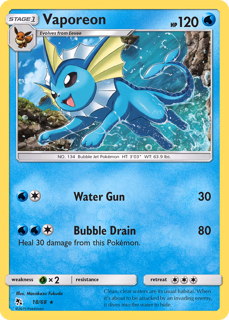 Vaporeon 18/68 Pokemon card