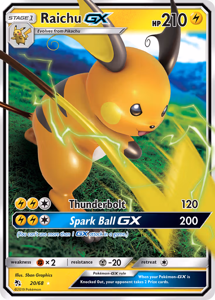 Raichu GX 20/68 Pokemon card
