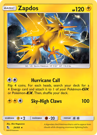 Zapdos 24/68 Pokemon card