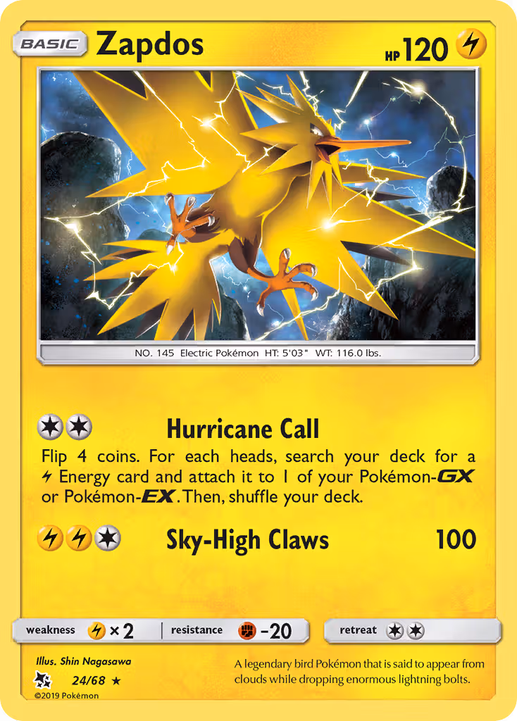 Zapdos 24/68 Pokemon card