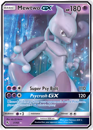 Mewtwo GX 31/68 Pokemon card