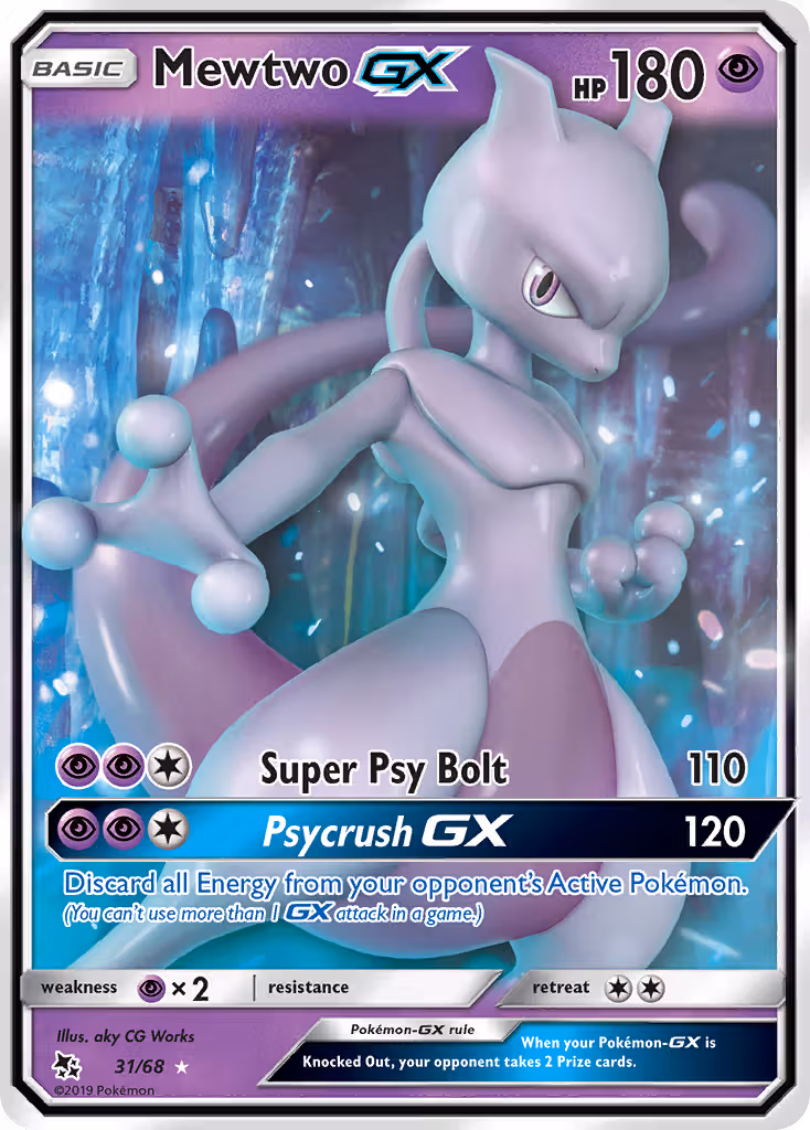 Mewtwo GX 31/68 Pokemon card