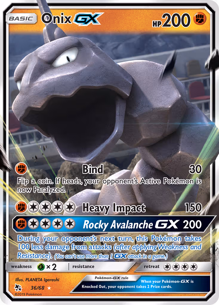 Onix GX 36/68 Pokemon card