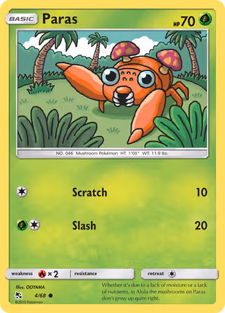 Paras 4/68 Pokemon card