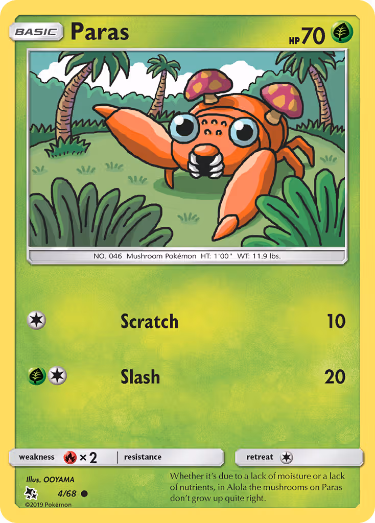 Paras 4/68 Pokemon card