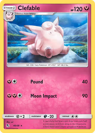 Clefable 40/68 Pokemon card