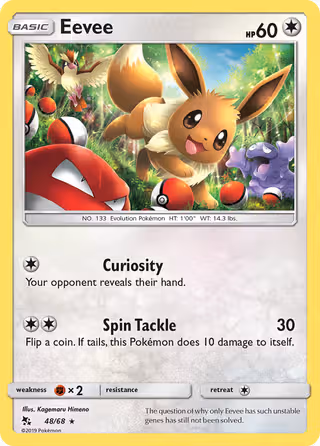 Eevee 48/68 Pokemon card